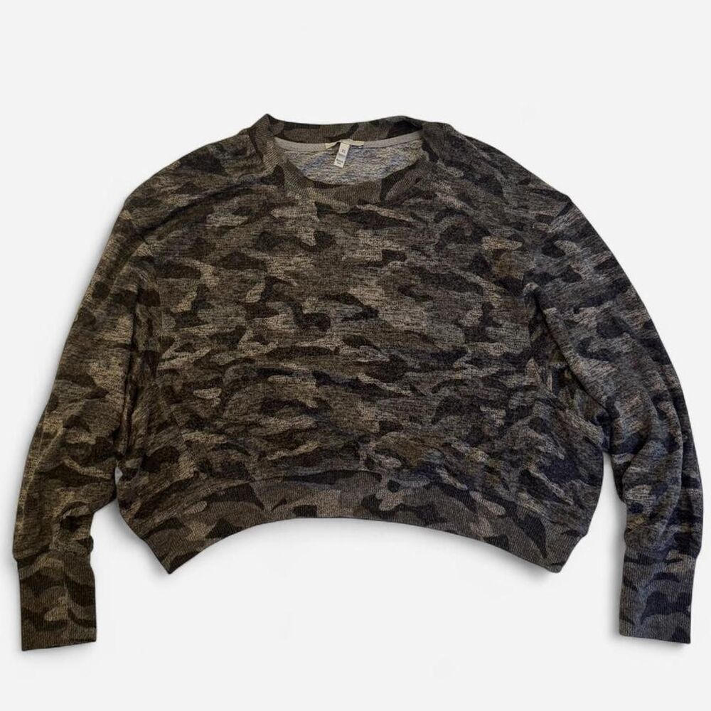 Joie Women's Camo Crop top Slouchy and Soft Batwing Sleeve XS